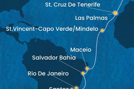 Costa Diadema - Portugalsko, Španělsko, Kapverdy, Brazílie (z Lisabonu)