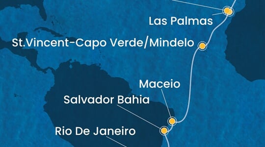 Costa Diadema - Portugalsko, Španělsko, Kapverdy, Brazílie (z Lisabonu)