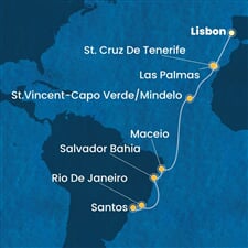 Costa Diadema - Portugalsko, Španělsko, Kapverdy, Brazílie (z Lisabonu)