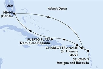 MSC Seashore - USA, Antigua a Barbuda, Panenské o. (americké), Dominikán.rep. (z Miami)