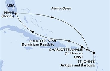 MSC Seashore - USA, Antigua a Barbuda, Panenské o. (americké), Dominikán.rep. (z Miami)
