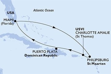 MSC Seashore - USA, Nizozemské Antily, Panenské o. (americké), Dominikán.rep. (z Miami)
