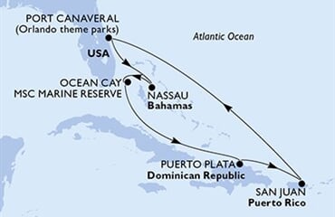 MSC Grandiosa - USA, Bahamy, Dominikán.rep., Portoriko (z Port Canaveralu)