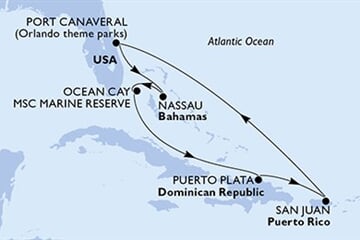 MSC GRANDIOSA - Amerikai Egyesült Államok, Bahamaszigetek, Dominikai Köztársaság, Puerto Rico (a Port Canaveral-ből)