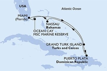 MSC SEASHORE - Amerikai Egyesült Államok, Bahamaszigetek, Turks- és Caicos-szigetek, Dominikai Köztársaság (a Miami-ből)