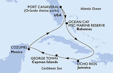 MSC Grandiosa - USA, Bahamy, Jamajka, Kajmanské o., Mexiko (z Port Canaveralu)