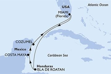 MSC WORLD AMERICA - USA, Honduras, Mexiko (z Miami)