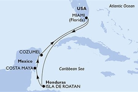 MSC WORLD AMERICA - USA, Honduras, Mexiko (z Miami)