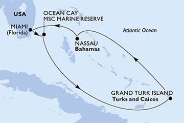 MSC SEASHORE - USA, Bahamy, Turks a Caicos (z Miami)