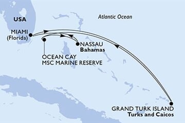 MSC SEASHORE - USA, Turks a Caicos, Bahamy (z Miami)