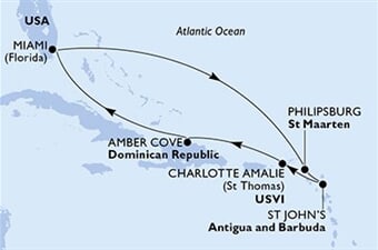 MSC Seashore - USA, Nizozemské Antily, Antigua a Barbuda, Panenské o. (americké), Dominikán.rep. (z Miami)