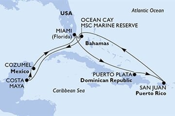 MSC World America - USA, Bahamy, Mexiko, Dominikán.rep., Portoriko (z Miami)