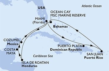 MSC World America - USA, Honduras, Mexiko, Dominikán.rep., Portoriko, ... (z Miami)