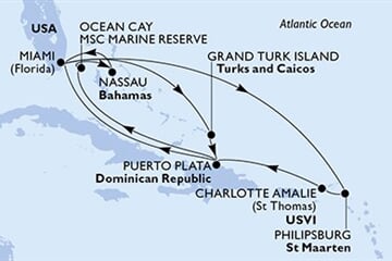 MSC Seashore - USA, Turks a Caicos, Dominikán.rep., Bahamy, Nizozemské Antily, ... (z Miami)