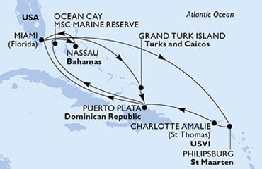 MSC Seashore - USA, Turks a Caicos, Dominikán.rep., Bahamy, Nizozemské Antily, ... (z Miami)