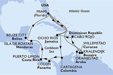 MSC Poesia - USA, Aruba, Dominikán.rep., Jamajka, Kolumbie, ... (z Miami)