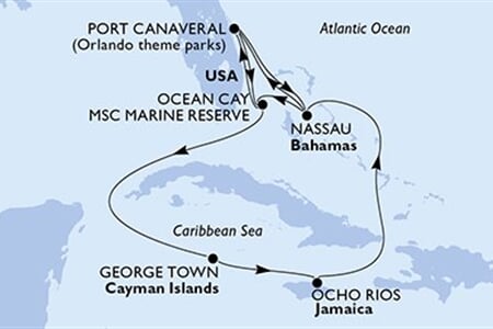 MSC GRANDIOSA - Amerikai Egyesült Államok, Bahamaszigetek, Kajmán-szigetek, Jamaica (a Port Canaveral-ből)