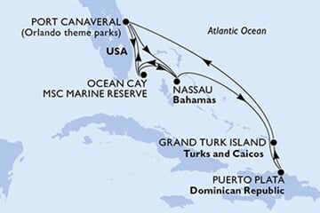 MSC GRANDIOSA - Amerikai Egyesült Államok, Bahamaszigetek, Dominikai Köztársaság, Turks- és Caicos-szigetek (a Port Canaveral-ből)