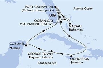 MSC GRANDIOSA - Amerikai Egyesült Államok, Bahamaszigetek, Jamaica, Kajmán-szigetek, Mexikó (a Port Canaveral-ből)