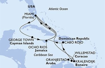 MSC Poesia - USA, Kajmanské o., Jamajka, Aruba, Dominikán.rep. (z Miami)