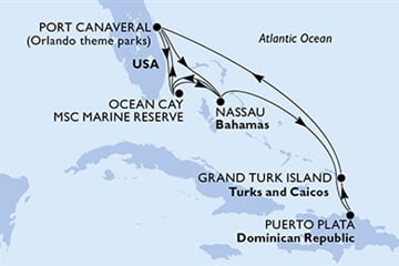 MSC GRANDIOSA - USA, Bahamy, Dominikán.rep., Turks a Caicos (z Port Canaveralu)