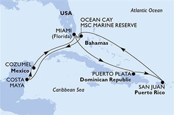 MSC World America - USA, Dominikán.rep., Portoriko, Bahamy, Mexiko (z Miami)