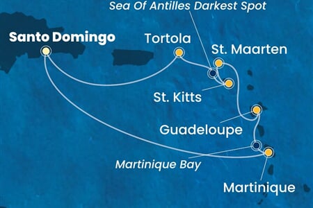 Costa Favolosa - Dominikán.rep., Nizozemské Antily, Panenské o. (britské) (Santo Domingo)