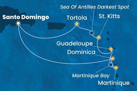 Costa Favolosa - Dominikán.rep., Dominika, Nizozemské Antily (Santo Domingo)