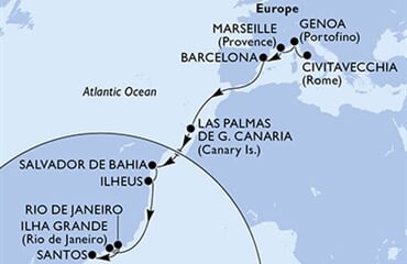 MSC Divina - Itálie, Francie, Španělsko, Brazílie (z Civitavecchie)