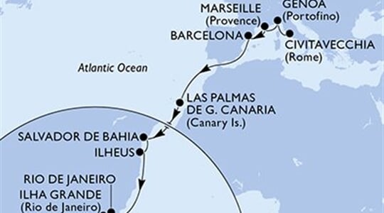 MSC Divina - Itálie, Francie, Španělsko, Brazílie (z Civitavecchie)