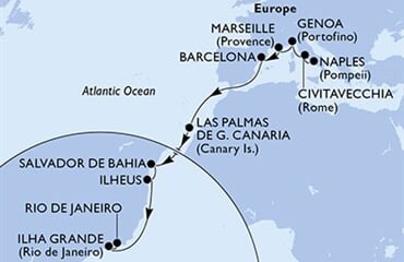 MSC Divina - Itálie, Francie, Španělsko, Brazílie (Neapol)