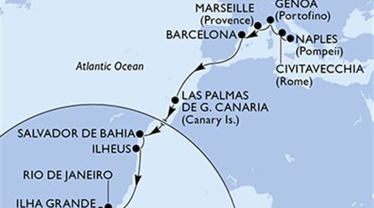 MSC Divina - Itálie, Francie, Španělsko, Brazílie (Neapol)