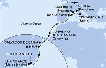 MSC Divina - Itálie, Francie, Španělsko, Brazílie (z Civitavecchie)