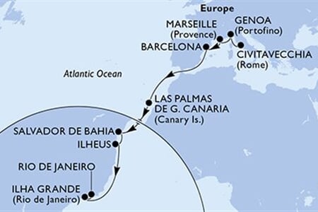 MSC Divina - Itálie, Francie, Španělsko, Brazílie (z Civitavecchie)