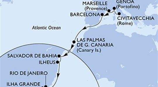 MSC Divina - Itálie, Francie, Španělsko, Brazílie (z Civitavecchie)