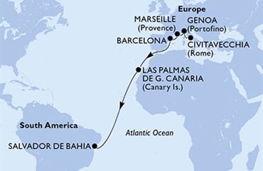 MSC Divina - Itálie, Francie, Španělsko, Brazílie (z Civitavecchie)