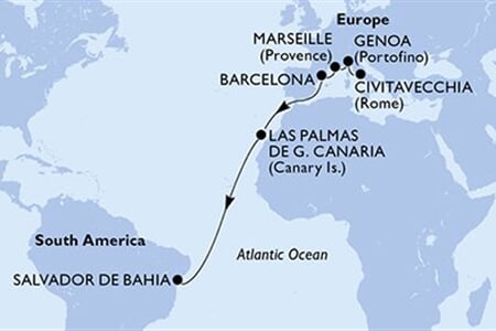 MSC Divina - Itálie, Francie, Španělsko, Brazílie (z Civitavecchie)