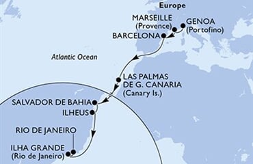 MSC Divina - Itálie, Francie, Španělsko, Brazílie (z Janova)