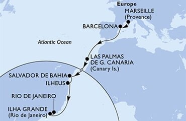 MSC Divina - Francie, Španělsko, Brazílie (z Marseille)