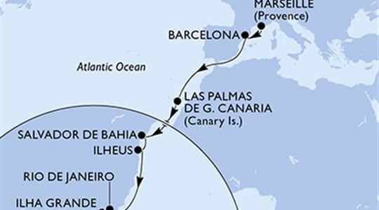 MSC Divina - Francie, Španělsko, Brazílie (z Marseille)