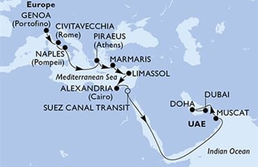 MSC World Europa - Itálie, Řecko, Turecko, Kypr, Egypt, ... (z Janova)