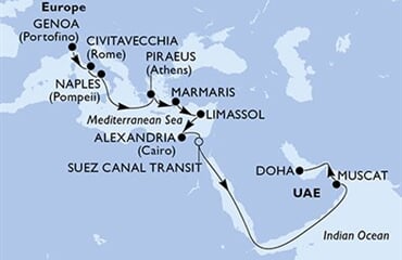MSC World Europa - Itálie, Řecko, Turecko, Kypr, Egypt, ... (z Janova)
