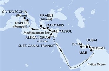 MSC World Europa - Itálie, Řecko, Turecko, Kypr, Egypt, ... (z Civitavecchie)