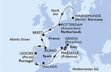 MSC Magnifica - Německo, Nizozemí, Francie, Španělsko, Portugalsko, ... (Warnemünde)
