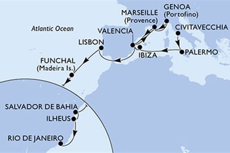 MSC Musica - Itálie, Španělsko, Francie, Portugalsko, Brazílie (z Civitavecchie)