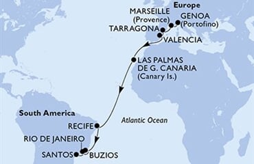 MSC Sinfonia - Itálie, Francie, Španělsko, Brazílie (z Janova)