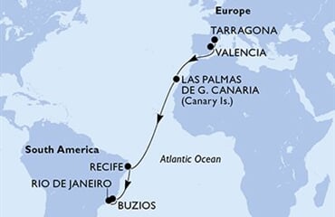 MSC Sinfonia - Španělsko, Brazílie (Tarragona)