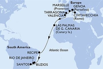 MSC Sinfonia - Itálie, Francie, Španělsko, Brazílie (z Civitavecchie)