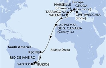 MSC Sinfonia - Itálie, Francie, Španělsko, Brazílie (z Civitavecchie)