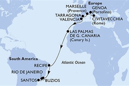 MSC Sinfonia - Itálie, Francie, Španělsko, Brazílie (z Civitavecchie)